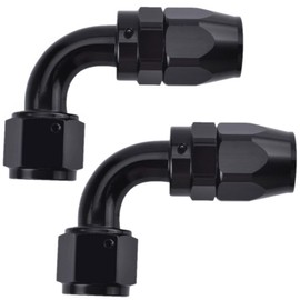 YSIL 10AN Hose End Fitting Female Fit for Braided Fuel Line Swivel 90 degree Aluminum Black 2PCS