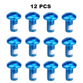 T TAKONE Bicycle Brake Disc Bolts, 12 Pieces M5 x 10mm Anodized Bicycle Disc Brake Bolts, T25 Bicycle Rotor Screw for MTB, Road Bike, Mountain Bike (Blue)