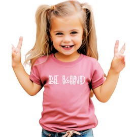Be Kind Heart Letters Shirt for Baby & Toddler Youth Girls White on Mauve Shirt 2T