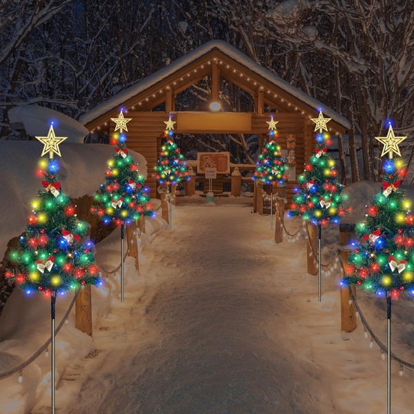 4-Pack Solar Christmas Tree Lights, 8 Modes Waterproof Xmas Tree