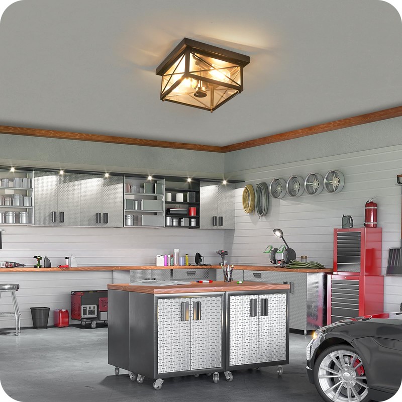GOEBLESON Motion Sensor Outdoor Ceiling Light, Outdoor Flush Mount Ceiling