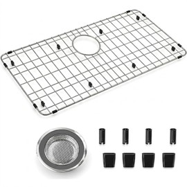 ARCCI 27-9/16" x 14-9/16" Kitchen Sink Grid and Sink Protectors, Stainless Steel Sink Grids for Bottom of Kitchen Sinks with Rear Drain for Single Bowl Sinks, One-Piece