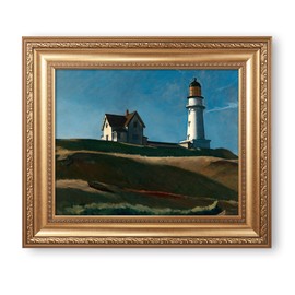 Lighthouse Hill by Edward hopper Framed Size:22x26 inches,Image Size:16x20 inches,Gold Frame The World Classic Art Reproductions,Wall Art for Home Decor