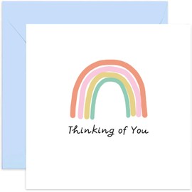 Old English Co. Thinking of You Rainbow Card for Women and Men - Get Well Soon Card for Him or Her - Pastel Rainbow Sympathy, Condolences, Sorry Card for Friends and Family | Blank Inside Envelope