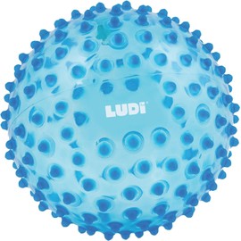 Ludi - Blue Massage Ball - Sensory Awakening for Babies from 6 Months - Soft Nubs - Stimulation, Dexterity and Coordination - 100% PVC - Washable - Diameter 20 cm - Relieves Teeth and