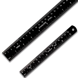 Zotemo Metal Ruler Kit 12 Inch and 6 Inch, Stainless Steel Rulers with Centimeters, Millimeters, Inches and Conversion Table for Office and School, Easy to Read Metric Rule Set, 2 Pack | Zotemo
