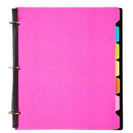 WOT I All-in-one Notebook Binder, Refillable 3 Ring Binder with Movable 5-tab Pockets Dividers+1 Snap Button Pouch+Graph Paper+College Ruled Paper, Pink