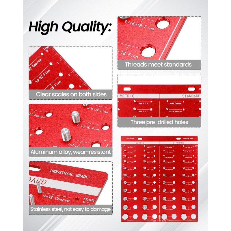 Upgraded Thread Checker 44 Nut and Bolt Thread Checker, with