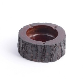 Round Small Wooden Ashtray Simple Ashtray 6ea
