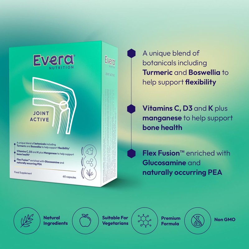 Evera Nutrition Joint Active, 60 Capsules | Supports Bone Health,
