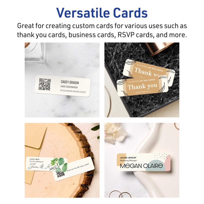 Avery Printable Rectangle Rounded Corner Mini Business Cards, Sure Feed