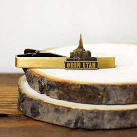 Fan Frenzy Gifts Ringmasters Orem Utah Temple 3/4" Antique Gold Tie Clip