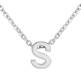 West Coast Jewelry ELYA Women's Initial Letter Pendant Stainless Steel Necklace - 18" - Letter S