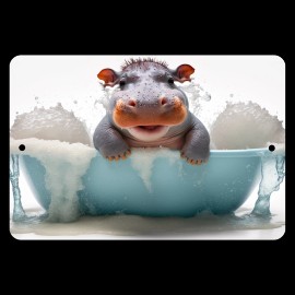 4yougifts Happy Hippo Bath Time: Splashing Fun on a Blue Background