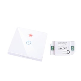 roAMEDEN Touch-Wandschalter, ohne Verkabelung, 10 A, Funktioniert mit Tuya/Smart Life, kompatibel mit ALexa, Google Assistant (1/un-1 Gang Wireless Switch White+1/un Controller) 1 Set