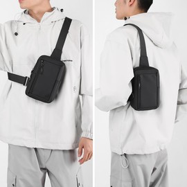 Sireck Crossbody Bag,Cross Body Fanny Packs for Men Women Trendy,Black Small Sling Bag Phone Chest Bag for Workout Running Traveling Hiking (Black)