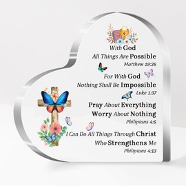 Acrylic Plaque Sign for Woman Man Christian Gifts Bible Verses Quotes Home Decor Inspirational Birthday Bestie Son Daughter Graduation Christmas Religious Keepsakes With God All Things Are Possible