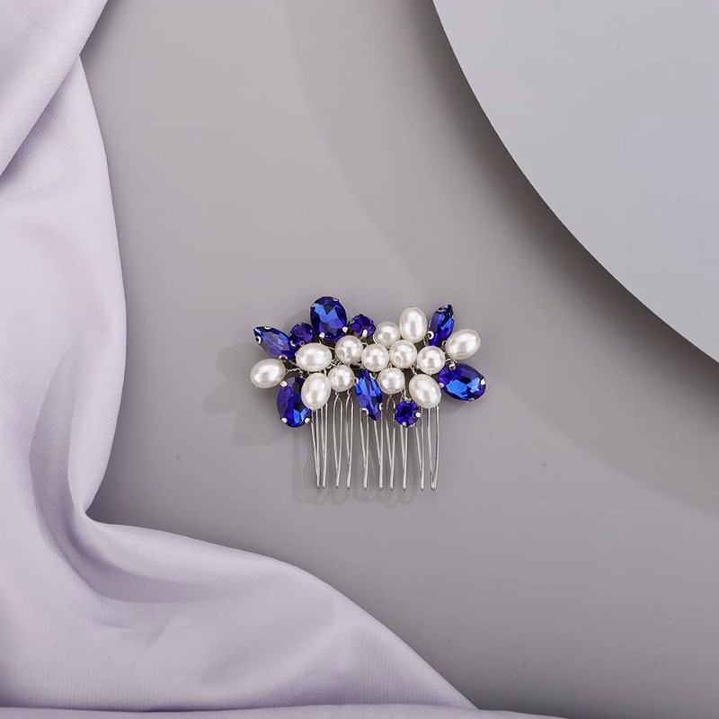 BERYUAN Pearl Comb for Bride Women Crystal Hair Comb Slide