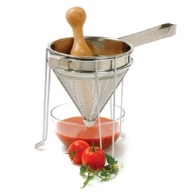 Norpro 642 Stainless Steel Chinois with Stand and Pestle Set, Bouillon Strainer, Jelly Strainer, China Cap