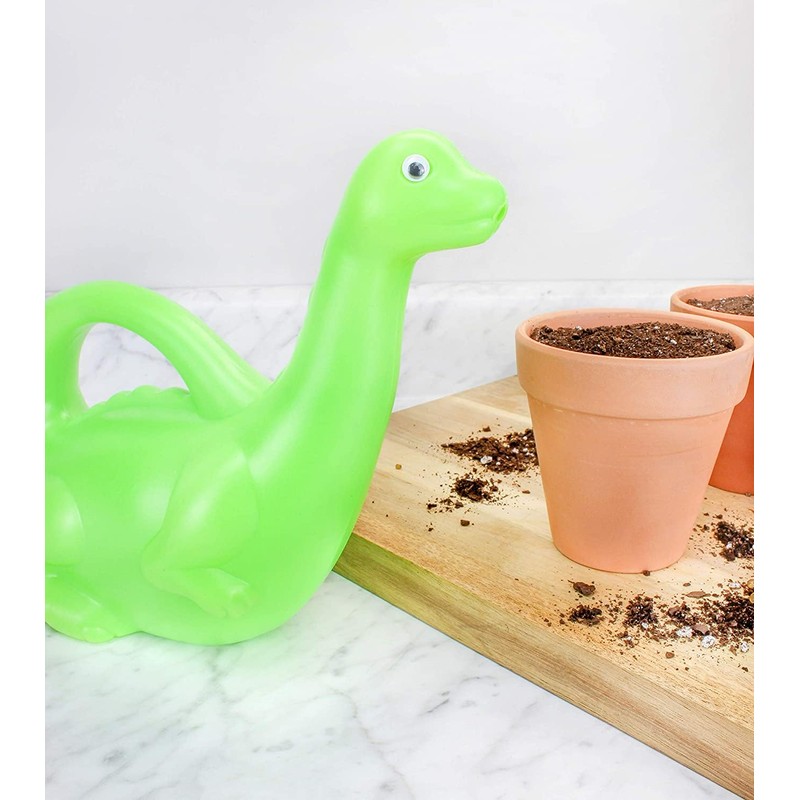 Cornucopia Green Dinosaur Watering Can; Novelty Plastic Waterer Toddler-Friendly &