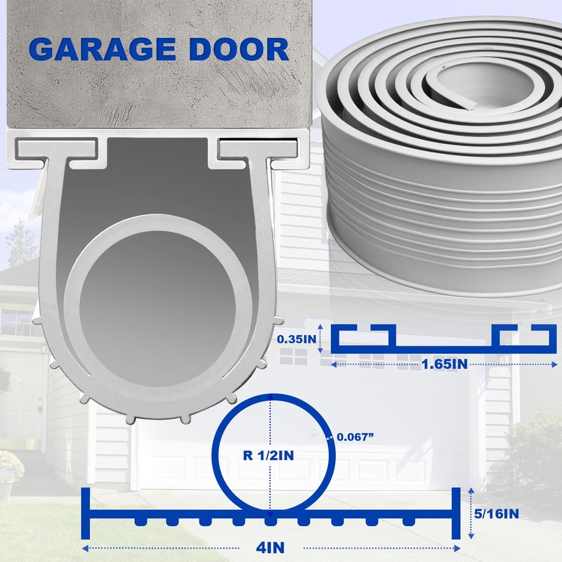 DGSL Garage Door Seals Bottom Rubber，Weather Stripping Sealing Strip Replacement,