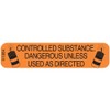 PHARMEX 1-323 Permanent Paper Label,"Controlled SUB", 1 9/16" x 3/8", Orange (500 per Roll, 2 Rolls per Box)
