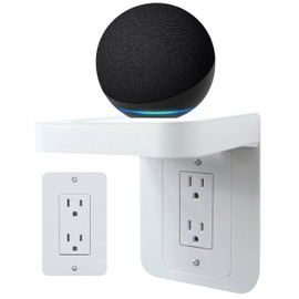 BELIEFLUO Outlet Shelf Holder Fit for Decorator Receptacle, Bathroom Decor Built-in Cable Management,Space Saving Homepod Mini,Google Home/Echo/Smart Speakers/Electric Toothbrush/Cell Phone (Decora)