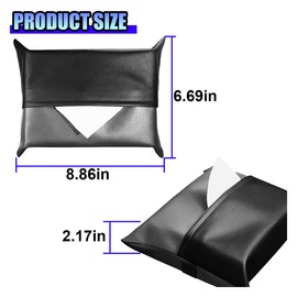 ZIMISI Car Tissue Holder, Leather Tissues Box Cover, Back Seat Tissue Dispenser with Elastic Band, Car Napkin Holder, Vehicle Seat Organizer for Sun Visor, Center Console, Armrest Box (Grey/Black)