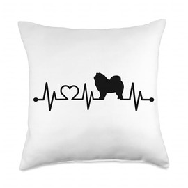 ECG Heartbeat Chow Chow for Dog Owners Pulse Throw Pillow