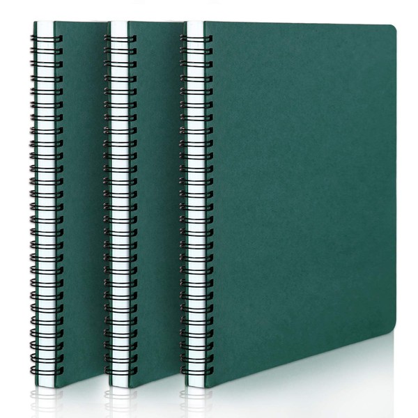 Yarotm A5 Notebook Lined - 3 PCS Dark Green Spiral