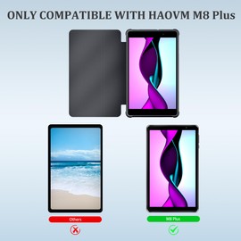 Tablet Case Fits HAOVM M8/M8 Plus Tablet 8", Trifold Stand Cover with Translucent Backshell, Dark Gray