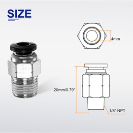 sourcing map 5pcs Push to Connect Fitting 4mm Tube OD x 1/8" NPT Thread Male Straight Quick Connector Copper Air Line Hose Fittings for Industry Air System PC4-N01, Black