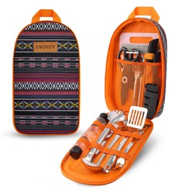 Camping Cooking Utensils Set- Camping Essentials Cookware Accessories Gear Must Haves Camper Tent Camp Kitchen Rv Gadgets Outdoor Stove Portable Picnic Gifts for Women BBQ Stuff (National Style)