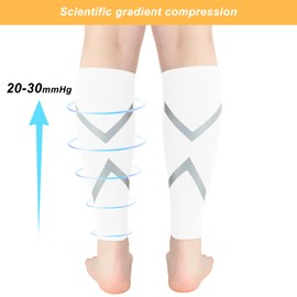 Novetec Calf Compression Sleeve for Men & Women, Reflective Footless Socks for Shin Splint Relief & Night Running, Cycling