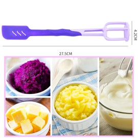 3 in 1 Double Headed Silicone Spatula,Rubber Kitchen Spatulas For Baking,Cooking,Mixing,Multifunctional Mesh Potato Masher,Egg Whisk,1 Pieces,Purple.
