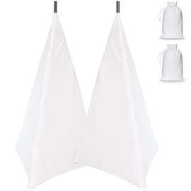2pcs Floor Speaker Stand Cover Skyour Stretchable Spandex 3 Sided Triangular DJ Support Floor Speaker Tripod Support Stands Tripod Scrim Covers for Weddings Banquets Events White