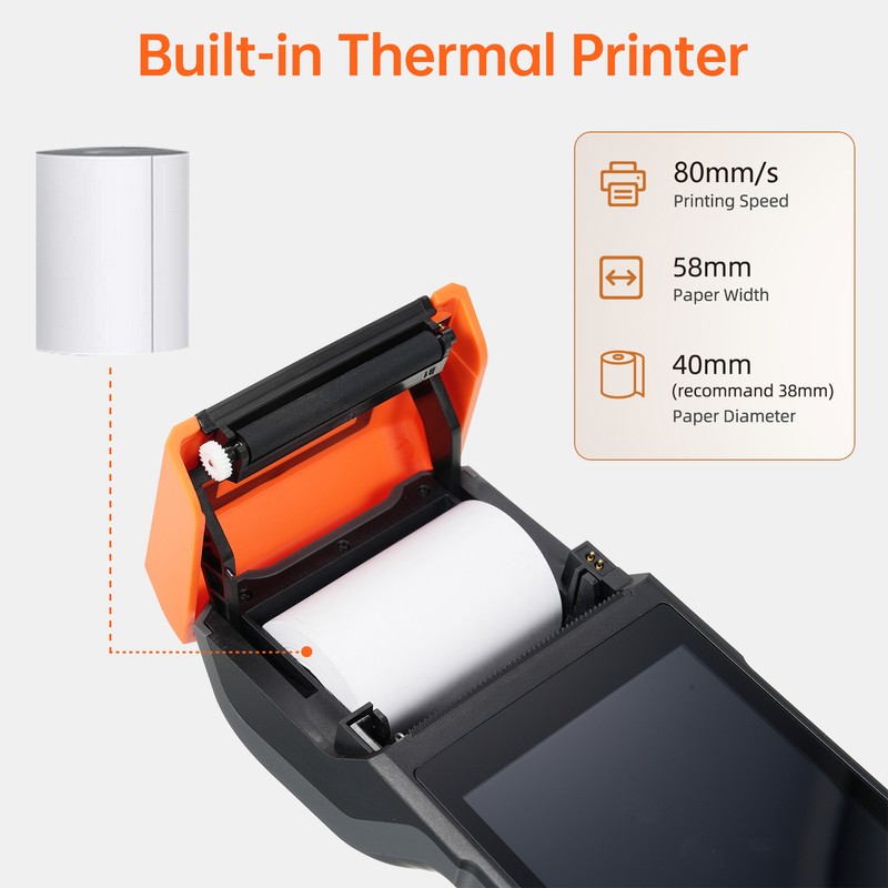 Handheld Android 13.0 POS Receipt Printer PDA Terminal Support 1D
