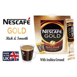 NESCAFE Gold Rich & Smooth Taste Crafted with Arabica Ground Coffee Beans 10 Times Finer Instant Coffee Beverages Stickes for a Perfect Day Start (1 Box (25 Sticks))