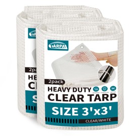 TARPAL 3'x3'（2pack） Clear White Tarp Heavy Duty Waterproof 12mil with Grommets or Zip Ties for Small Greenhouse for Outdoors Garden,Farm,Chicken Coops