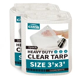 TARPAL 3'x3'（2pack） Clear White Tarp Heavy Duty Waterproof 12mil with Grommets or Zip Ties for Small Greenhouse for Outdoors Garden,Farm,Chicken Coops