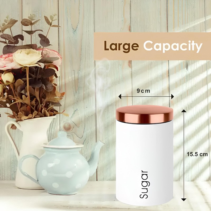 RLS White Set of 3 Tea, Coffee, Sugar canisters Storage