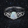 925 Sterling Silver Celtic Knot Heart Shaped Fire Opal Wedding