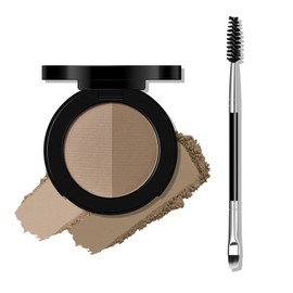 KYDA 2 Colors Eyebrow Powder Duo, Eyebrow Palette Makeup for Full Defined Natural Brows, Brown Eye Brow Powder for Women with Dual-ended Brush, Waterproof Two Colors Brows Filler, Ash Brown