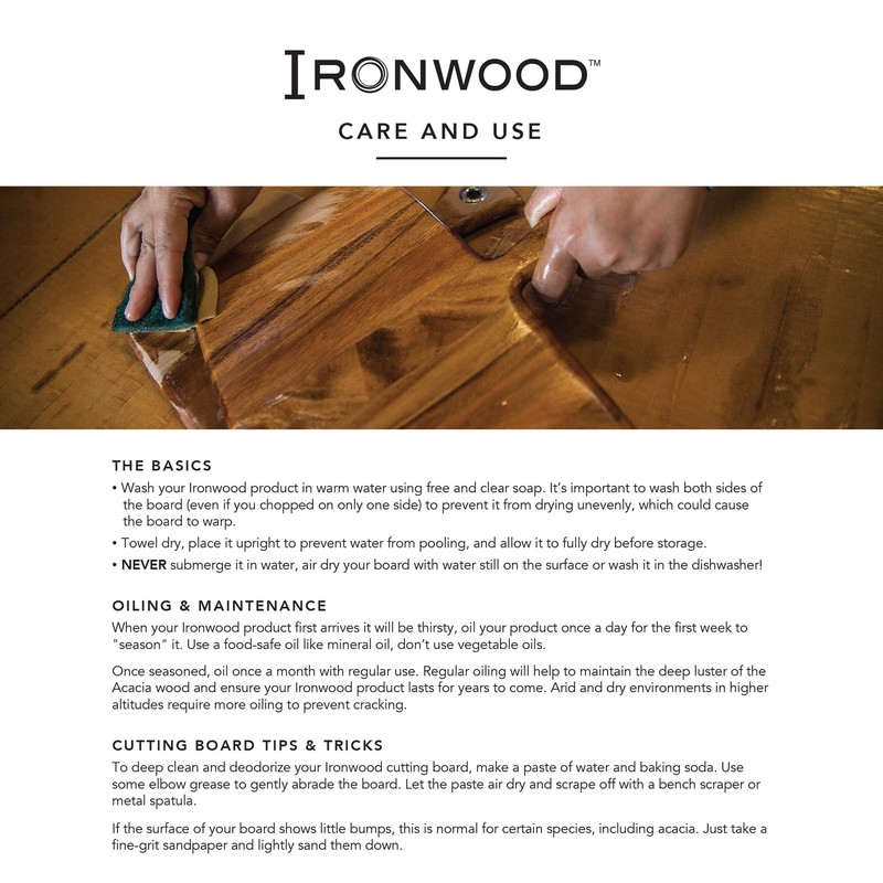 Ironwood Gourmet Large End Grain Prep Station Acacia Wood Cutting