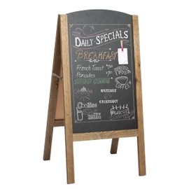 Ilyapa A-Frame Chalkboard Sidewalk Sign - 26x56 inches, Rounded Top Folding Standing Sandwich Sign – Sturdy Freestanding Brown Sandwich Board