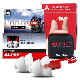 Alpine MotoSafe Race Motorcycle Earplugs - Prevents Hearing Damage While Motorcycling and Traffic Still Audible - Comfortable Hypoallergenic Motorbike Earplugs - Reusable Earplugs, 1 Pair