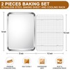 E-far Stainless Steel Baking Sheet with Wire Rack Set, 16”