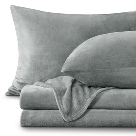 BEDELITE Flannel Sheets Queen Size Grey - Super Soft Fleece Sheets Set Fluffy Extra Plush, 4 Piece(Include Fitted Sheet, Flat Sheet, 2 Pillowcases) | BEDELITE