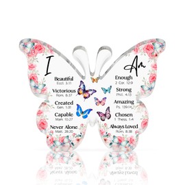 Guawubiang Inspirational Scripture Keepsake, Christian Gifts for Women Men, Floral Butterfly Decor Acrylic Plaque, Bible Verses Religious Gifts for Sister Mom Friend, Home Office Desktop 4 * 3 IN