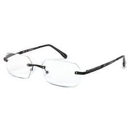 FEISEDY Fashion Rimless Reading Glasses Blue Light Blocking Metal Anti Glare Digital Eyestrain Reader B2983(Black,1.5x)